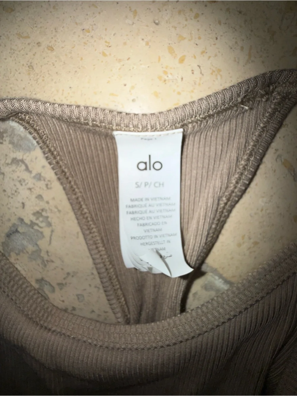ALO Yoga Ribbed Half-Court Bodysuit – Gravel – Size Small